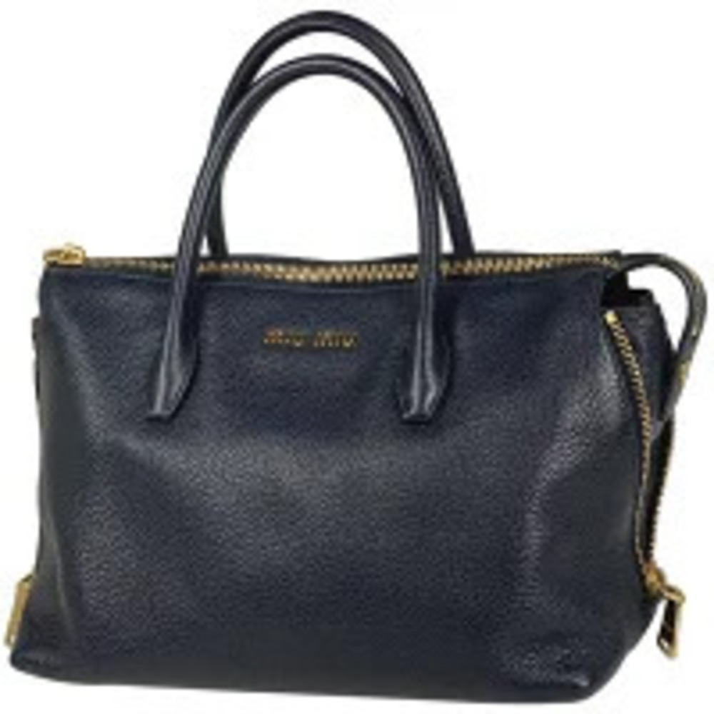 Miu MIu handbag tote bag leather Navy Blue